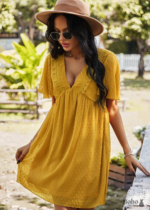 Boho Plunge Mini Dress Katie